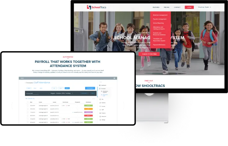 Authentic Digital desktop and tablet with Schooltracs system